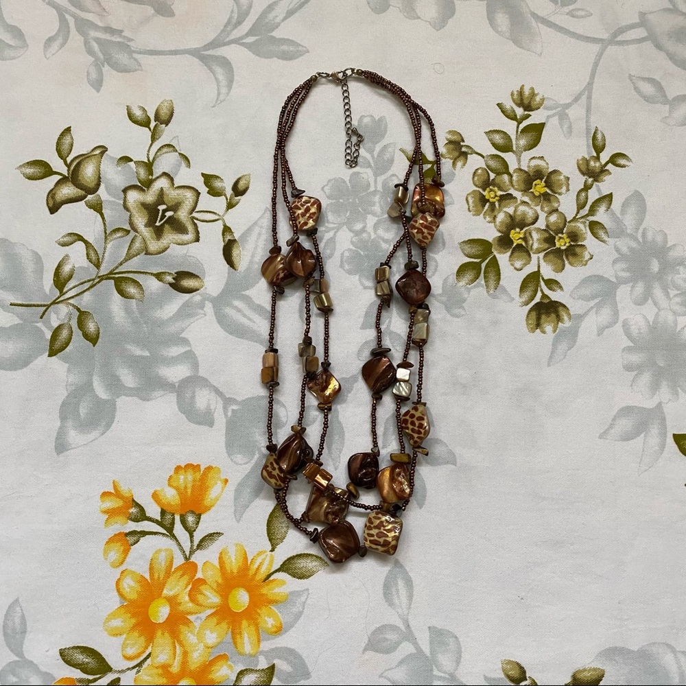 Layered Beaded Brown Necklace